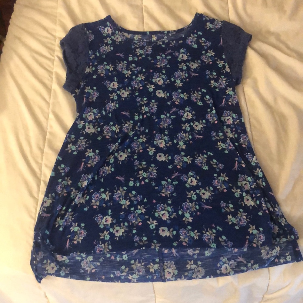 navy blue floral blouse